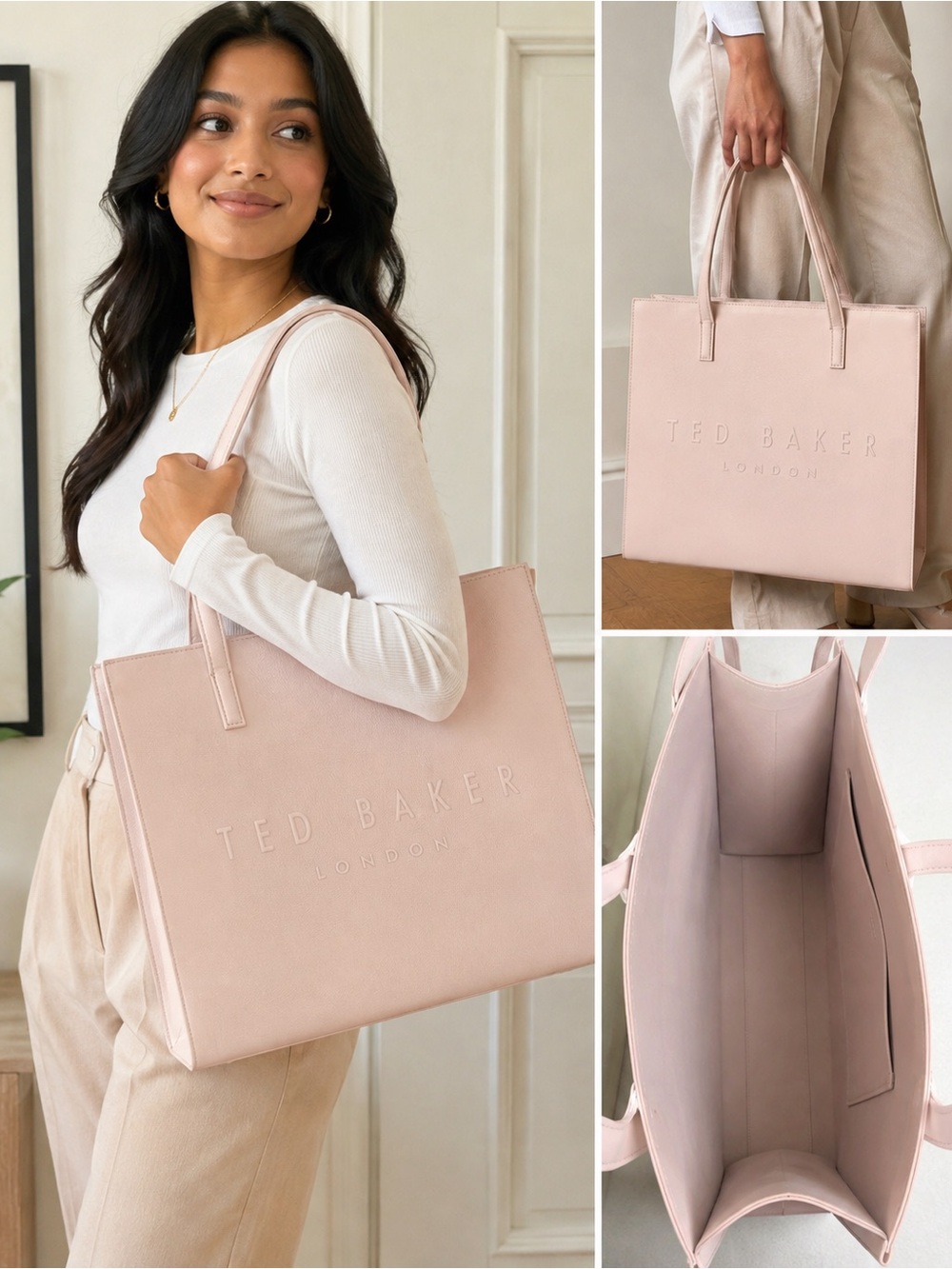 Ted Baker London “ICON” Pink Leather LAPTOP Tote Bag